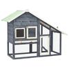 Rabbit Hutch - vidaXL - 140x63x120 Cm - Solid Fir Wood - Grey and White - For Rabbits