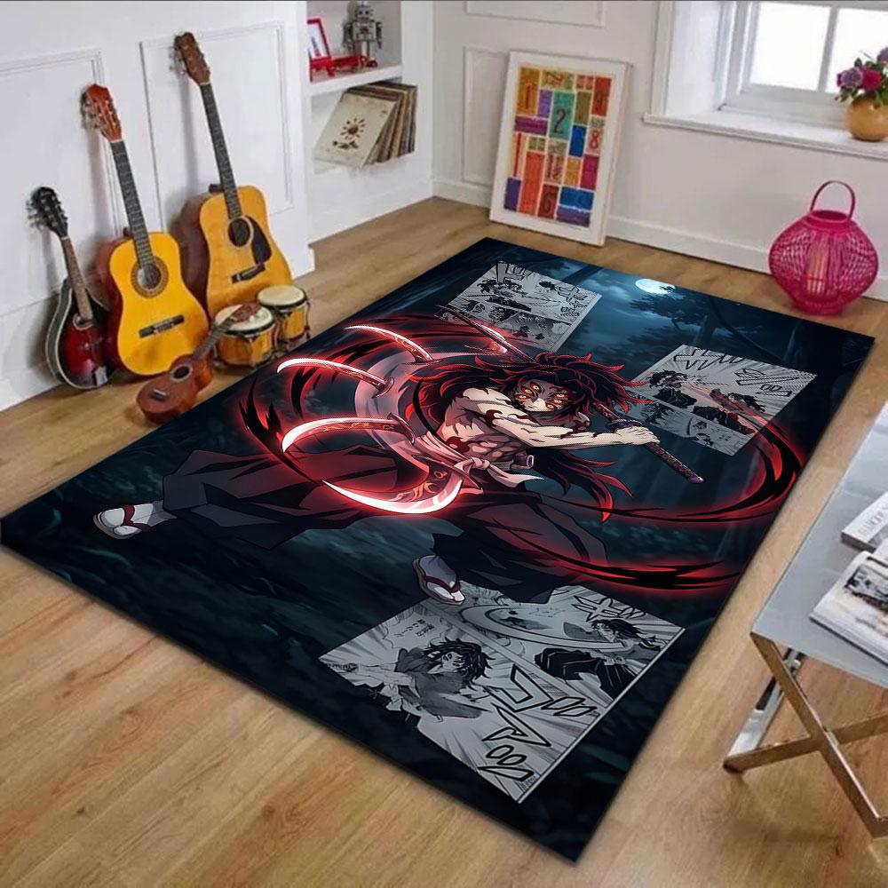 "Demon Warrior in Moonlit Forest" Patterned carpet, non slip mat suitable for living room and bedroom sofas