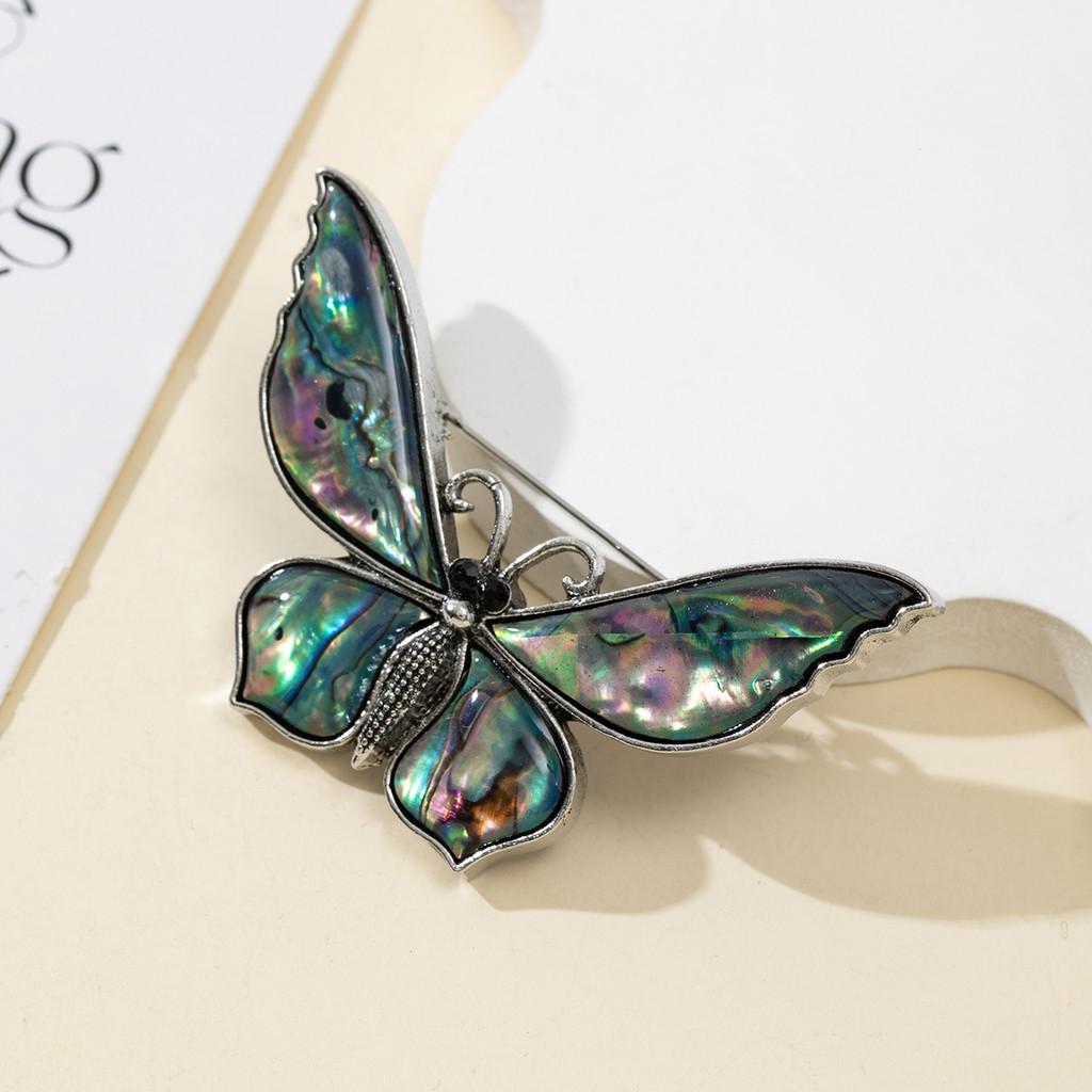 Cartoon Butterfly Shell Pin Brooch With Embedding Craft For Unisex Diy Jewelry