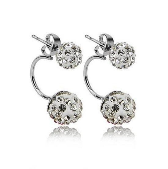 Fashionable Shamballa Diamond Ball Ceramic Double Earrings
