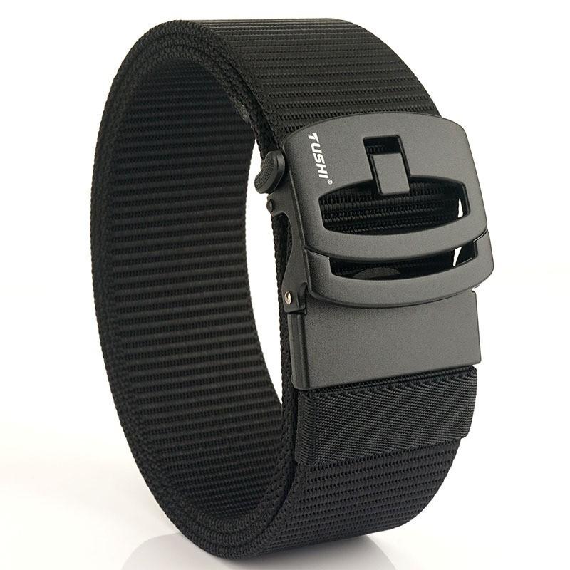 

5CM Widened Men s Alloy Automatic Buckle Nylon Belt Outdoor Training Weaving Delivery 120cm чорний