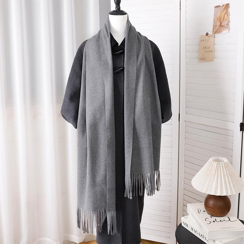 New Designer Luxury Women Warm Scarf Winter Cashmere Shawls Thick Solid Neckerchief Hijab Wraps Tassls Pashmina Foulard