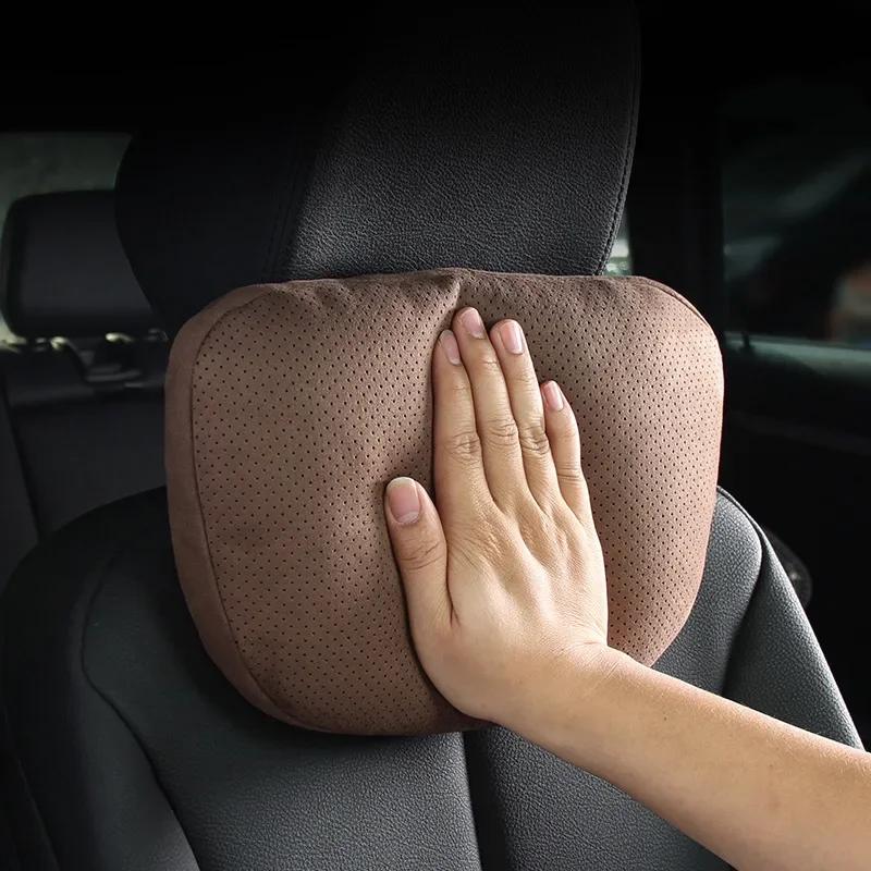 Car Headrest Universal Neck Pillow Breathable Holes Headrest Wool Fabric Perforated Lumbar Pad Car Interior Accessories