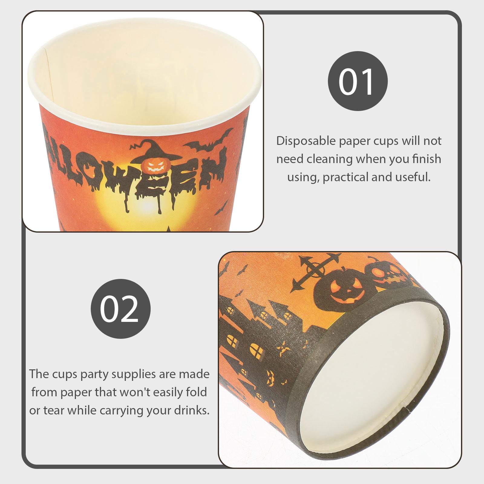 24 шт. бумажных стаканчиков для вечеринки на Хэллоуин (24 Чашки) Столовые приборы Набор — фото 7