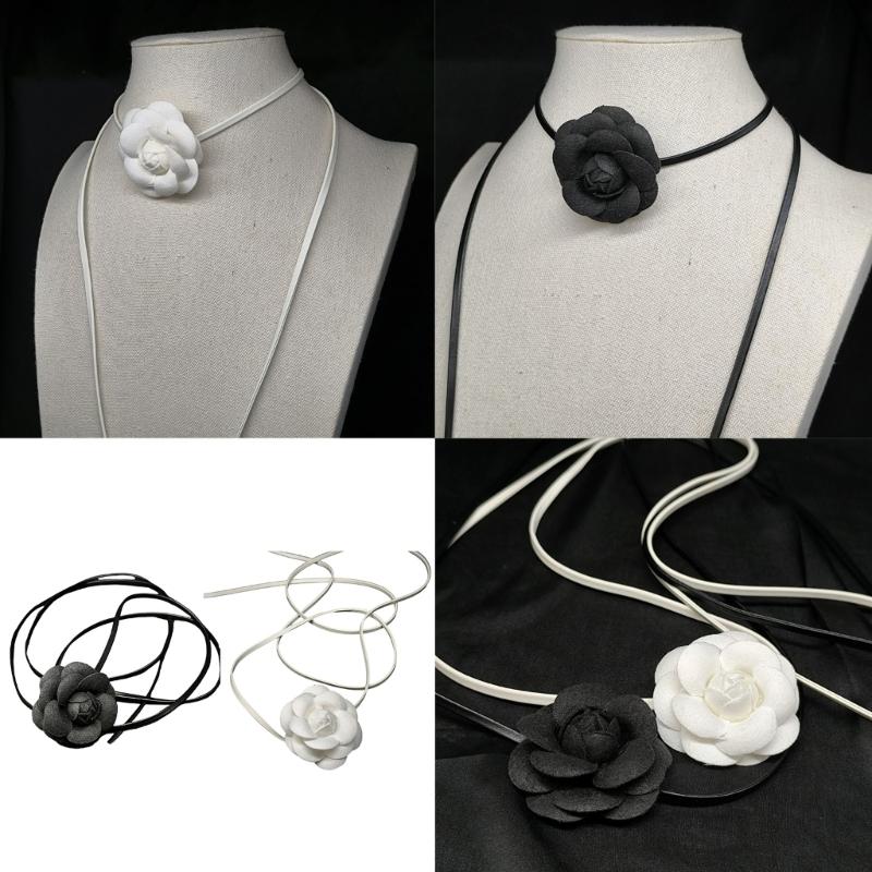 2Pieces Flower Neck Jewelry Set Fabric Necklace Women Neckwear Charm Necklace Date Jewelry Suitable for Daily Wear