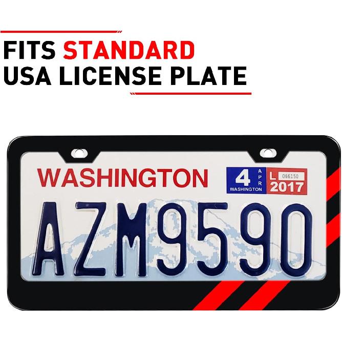 2PCS Matte License Plate Frames For Dodge Charger Accessories Challenger Durango Universal Solid Rust-Proof Aluminum License Plate Cover Holder For