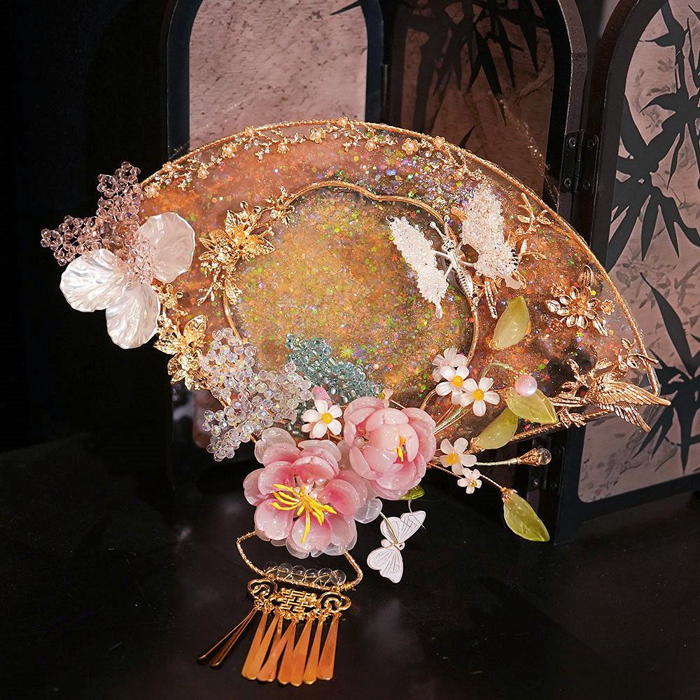Original Handmade Red Xiuhe Wedding Fan for Bride - Ancient Style Bridal Accessory.