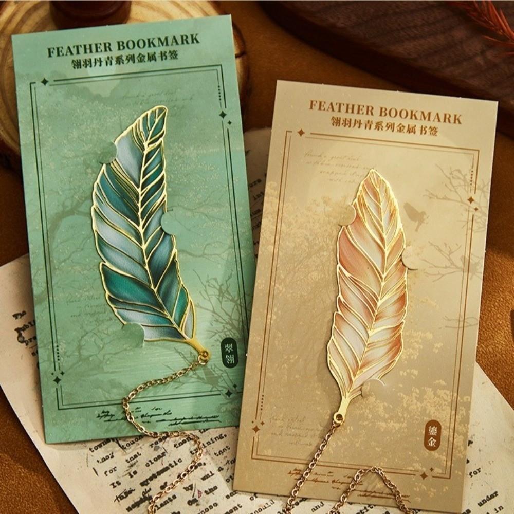 Gilded Vein Feather Metal Bookmark Metal Leaf Feather Retro Bookmark Birthday Gift