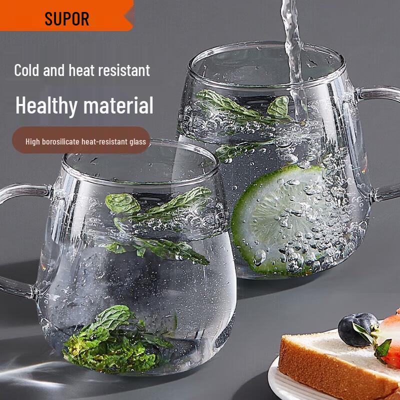 SUPOR Heat-Resistant Glass Cold Water Cups (Set of 2)