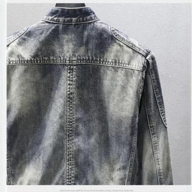 Mens Loose Fit Denim Jacket Streetwear Harajuku Style Casual Outerwear