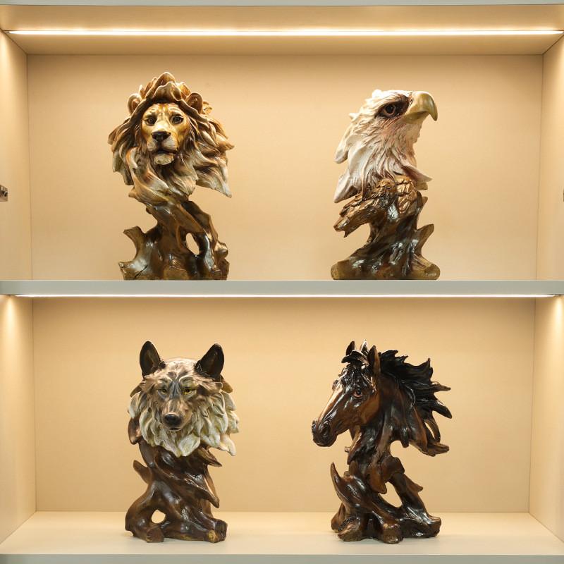 Resin Synthetic Animal Head Statue Office Bookshelf Decoration Gift Friends For