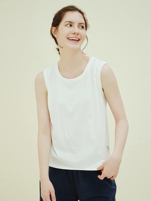 CHIQUITA Basic Sleeveless T-Shirt (Cotton) Ivory 242606Siv