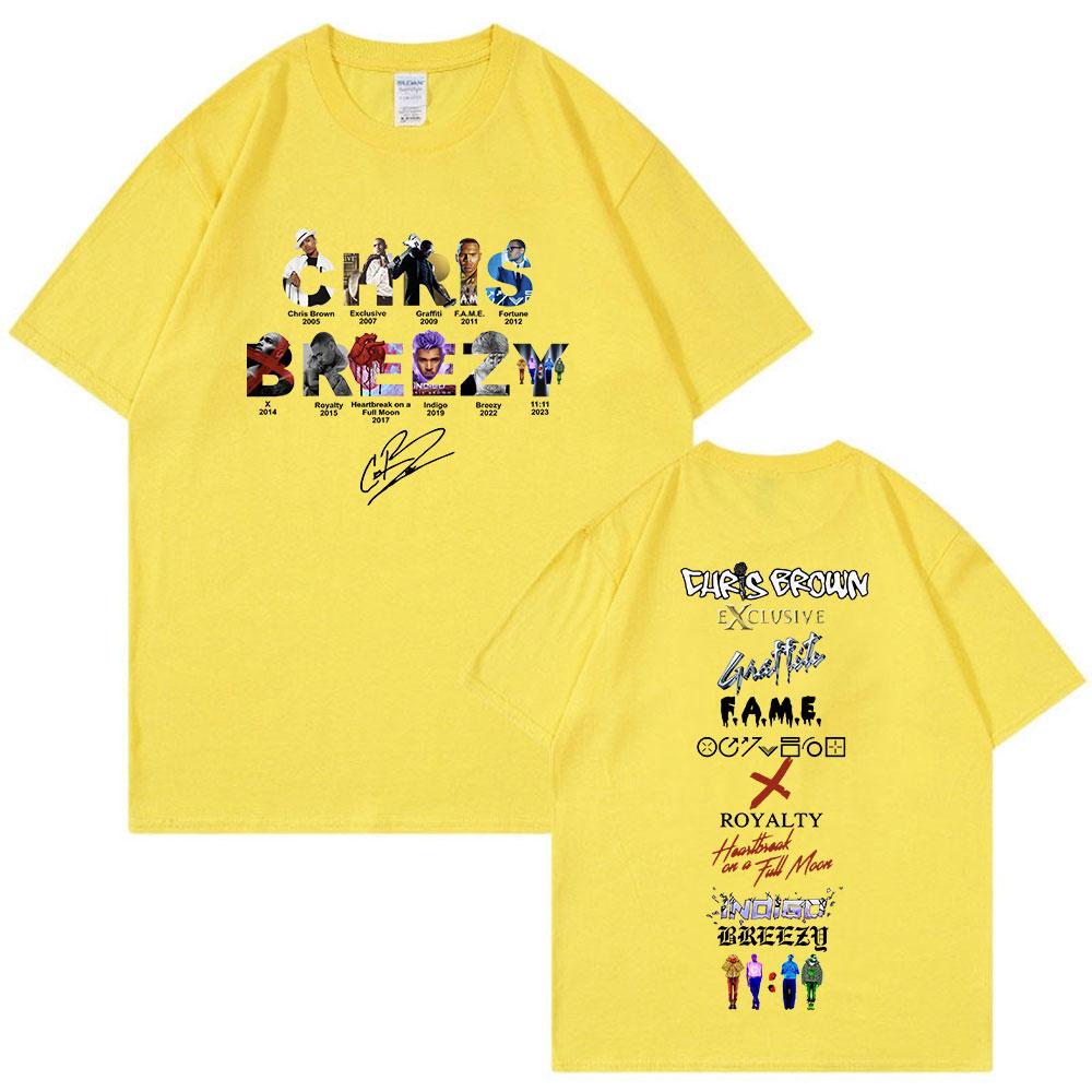 Rapper Chris Brown Breezy T-shirt 11:11 Tour 2024 T-Shirts Unisex Harajuku O-Neck Short Sleeve T Shirts Fans Gift Streetwear