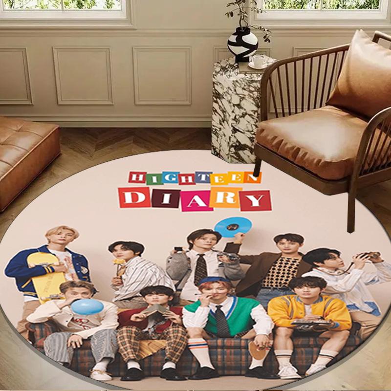 Kpop Music Round Rug for Livingroom,Bedroom, Palyroom, Chair Rug, Area Rug, Circle Carpet, Large Size Fan Christmas Gift