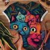 Summer Personalized Cute Cat Pattern Daily Casual Versatile Women's Short Sleeved T-shirt Classic Pullover Unisex Y2k Streetwear