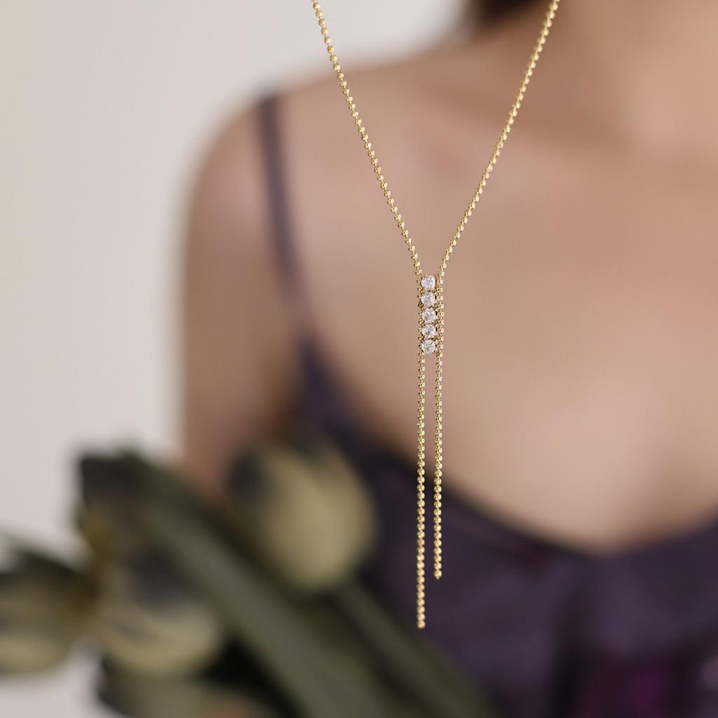 Fashion Luxury Diamond Choker Necklace Stainless Steel Real 18k Gold Plated Dainty Elegant Zircon Link Necklace for Women Gift