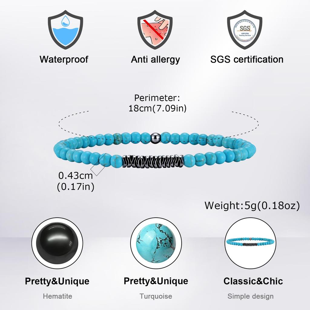 Simple Natural Stone Beads Bracelets for Men 4mm Natural Turquoises Tiger Eye Stone Elastic Bracelet Fashion Meditation Jewelry