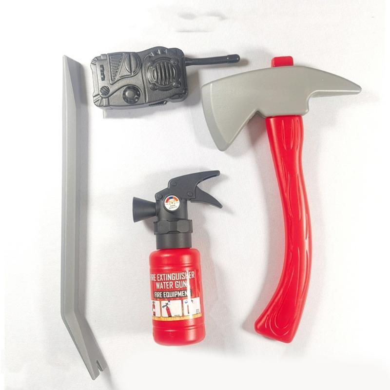 Kids Halloween Role Play Costumes, Fireman Costume with Fire Extinguisher, Walkie-talkie, Crowbar for Children