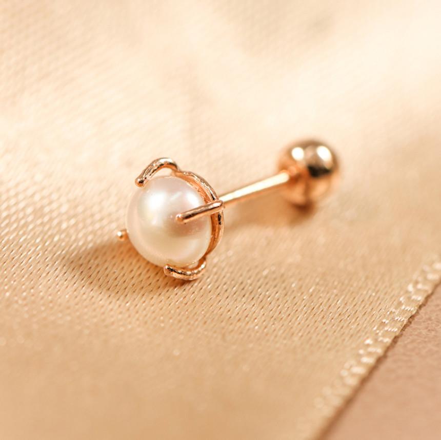 Minimalpiercing 14K Simple Quadruple Freshwater Pearl Piercing Earrings