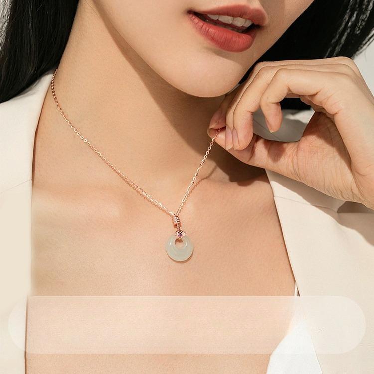 Ping An Buckle Necklace Female Compact Waist Ruyi Pendant Chinese Style Guochao Clavicle Chain For Girlfriend Premium