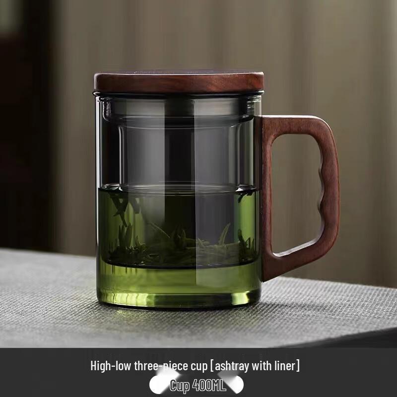 Shangqi High Borosilicate Glass Teacup with Filter and Wooden Handle