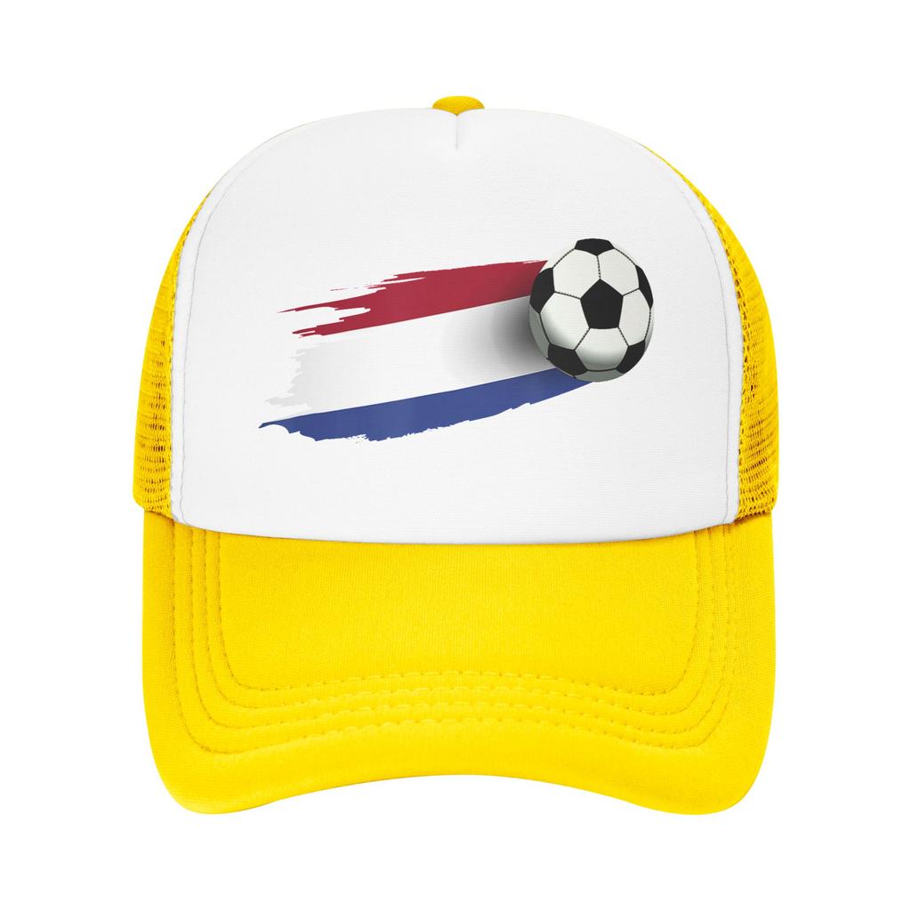 Netherlands Flag Soccer Ball Mesh Baseball Cap Adult Hip-Hop Sun Hats  Dad Hat Breathable Summer Trucker Hats