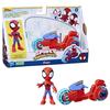 Figurine Spidey avec moto, jouet préscolaire pour filles et garçons, Marvel Spidey et ses Amis Extraordinaires, à partir de 3 ans