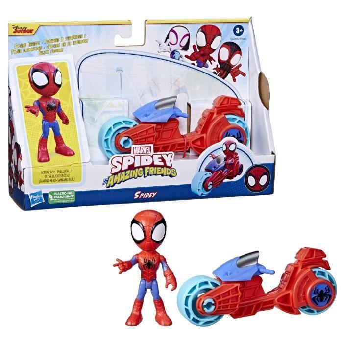 Figurine Spidey avec moto, jouet préscolaire pour filles et garçons, Marvel Spidey et ses Amis Extraordinaires, à partir de 3 ans