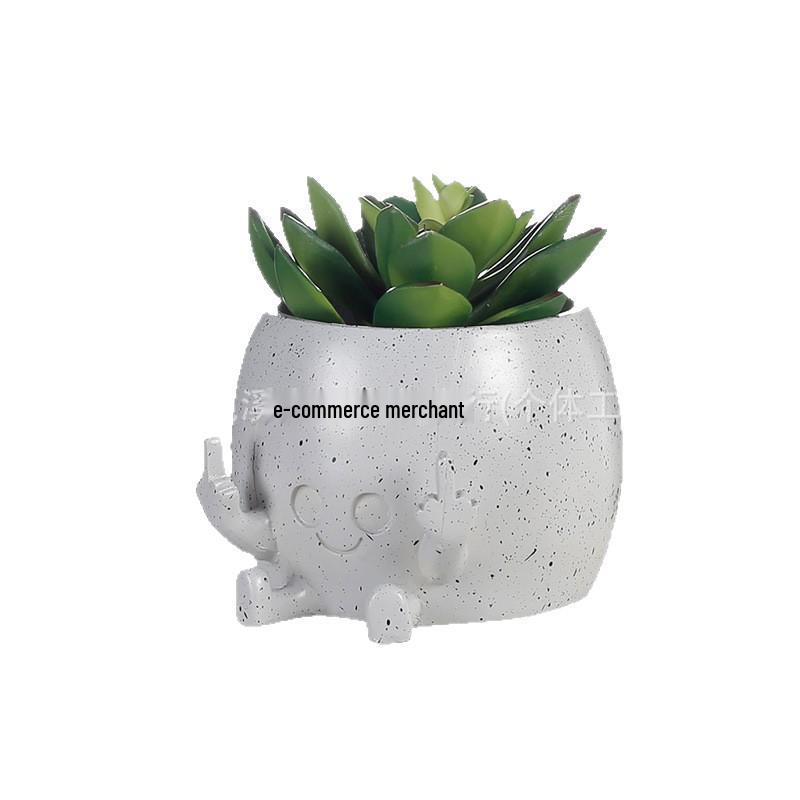 Middle Finger Succulent Planter - Cross Resin Handicrafts for TV Cabinets, Bedrooms, Courtyards