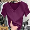 2026 Rippstrick-Kurzarm-Schlankmacher-T-Shirt für Damen in Übergröße