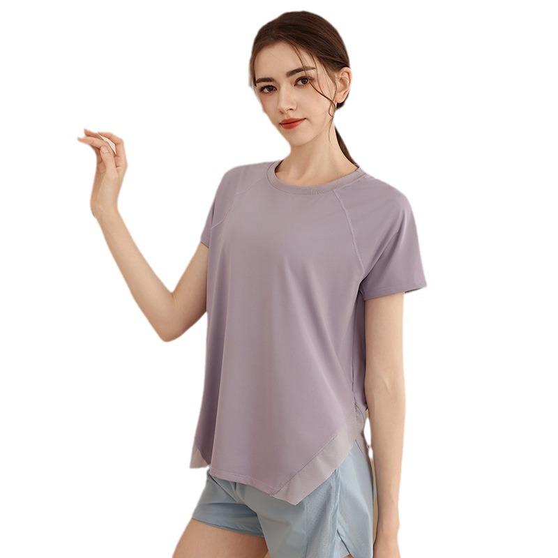 Plus Size Women's Short Sleeve Yoga Top - Loose, Breathable, Slimming Fitness Shirt for Summer