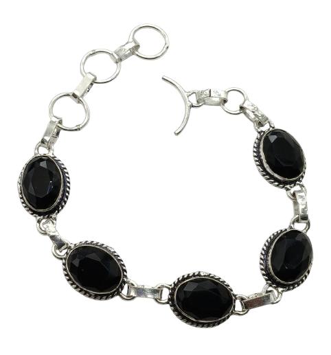 Black Onyx Gemstone Silver Plated Handmade Bracelet Jewelry BR 25