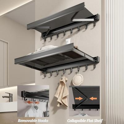Retractable Bathroom Folding Storage Shelf Aluminum Balcony Socks Underwears Drying Rack Hanger Wall Mounted Clothes Drying Net