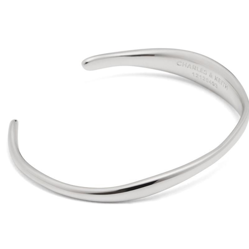 CHARLES&KEITH Water Drop Series Plain Ring Open Bracelet Simple, Fashionable and Versatile Brass Bracelet Women's 67805127 CK5-12120493-Silver R