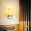 LED Wall Lamp Round Fabric Lampshade with 3W 360° Rotation Spotlight Reading Light  Modern Wall Sconce for Bedroom Bedside Hotel