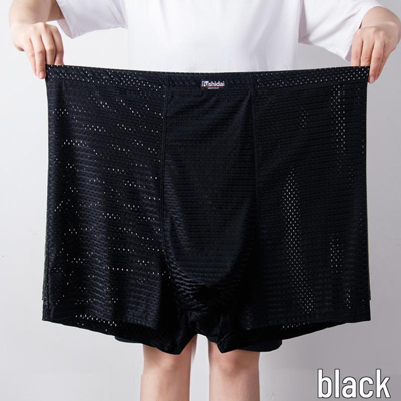 

Мужские боксеры-брифы большого размера из дышащей сетки и ледяного шелка на лето 10XL чёрный