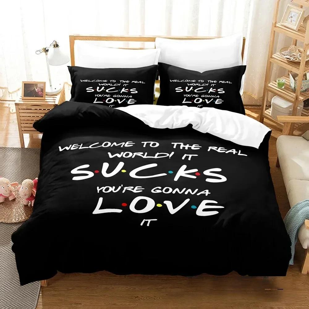 Friends Tv Show Comedy Style Bedding Set Duvet Cover Sheet Printed Bed Set Pillowcase Bed Full Queen King Size Comforter Bedroom