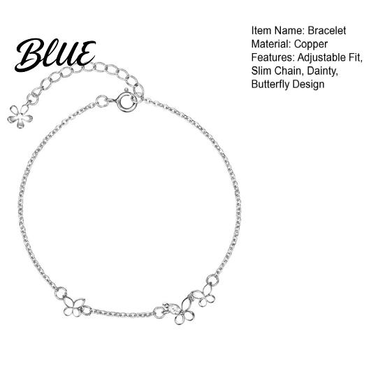 Trendy Women Bracelet Butterfly Adjustable Slim Link Chain Girls Alloy