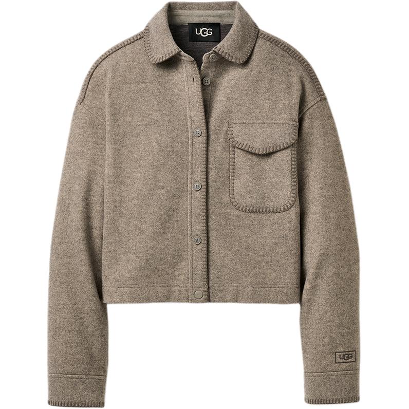 UGG Faux Fur Collar Single-Breasted Long Sleeve Jacket Women jackets 1172213-GRHE