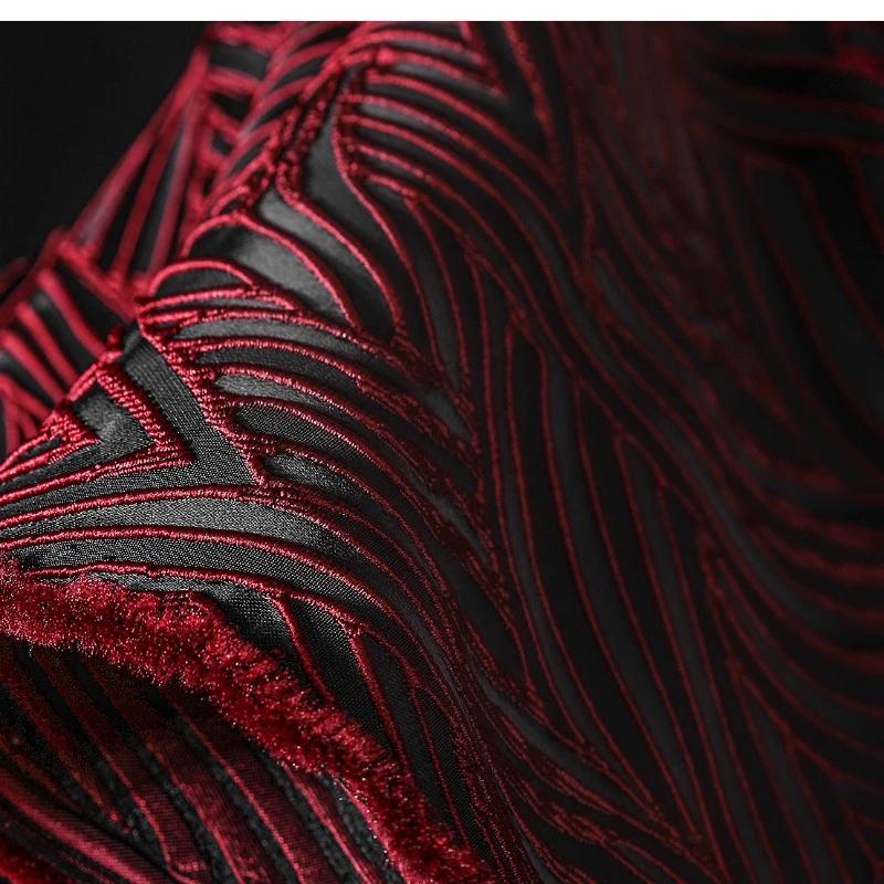 50x145cm Red Terraced Jacquard Fabric Staggered Texture Bump Creative Coat Shirt Skirt Clothing Designer Fabric