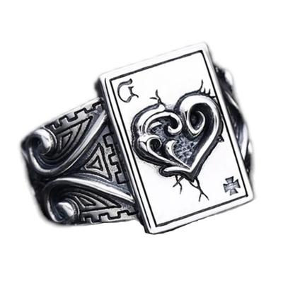 Hip Hop Gothic Punk Ace of Spades Poker Ring Men's and Women's Fashion Trend Jewelry Personalized Niche Party BanquetRingJewelry
