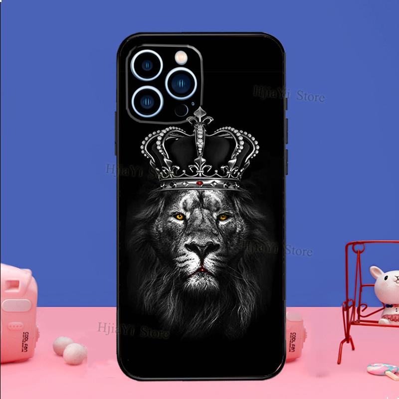 Lion Animal Case For iPhone 16 15 13 11 12 14 Pro Max XS XR X Plus 13 mini Soft Cover Fundas Capa Shell