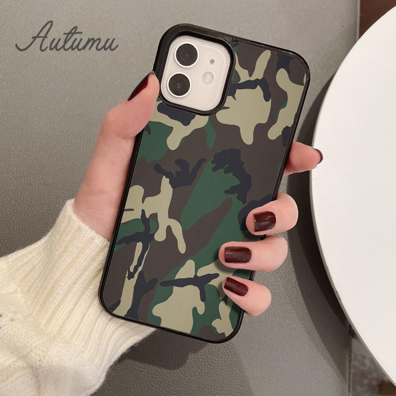 Camo Camouflage Mode Handyhülle für iPhone 11 12 13 14 Pro Max mini X XR XS SE 2020 6S 7 8 Plus Samsung Galaxy S21 S22 Hülle