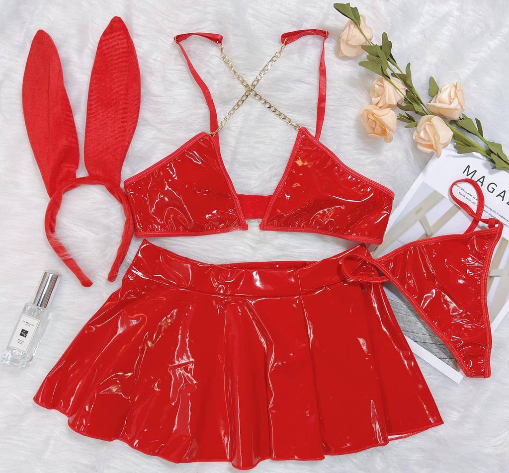 Valentine's Day Sexy Patent Leather Bunny Girl Lingerie