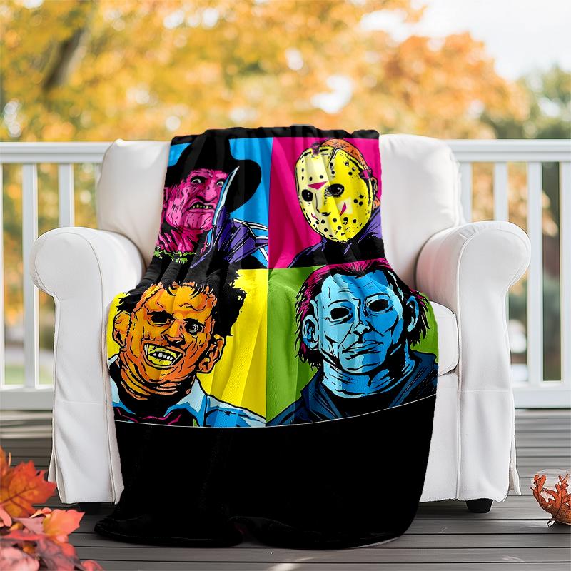 Halloween horror Theme Printed Blanket - Perfect for Couch, Bed, Travel & Outdoor Use | Machine Washable, Cozy & Durable.