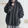 Fall Spring Men Hoodie Half Zipper Hooded Pockets Long Sleeves Loose Elastic Cuff Pure Color Pullover Thick Warm Daily Wear Top