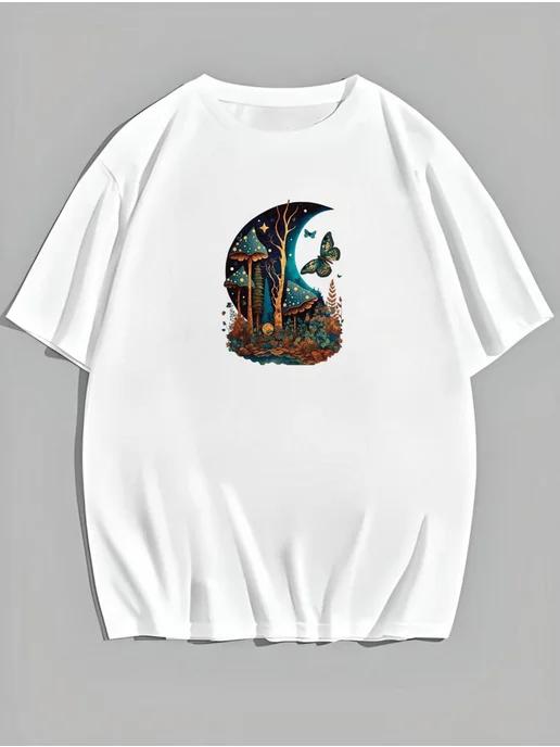 Oversized T-shirt with mushroom print 2XL