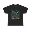 Adult T Shirt Art Deco Gothic Skeleton Phoenix Retro City Flames Cool Vintage Slightly Stylish Fashion Stretched