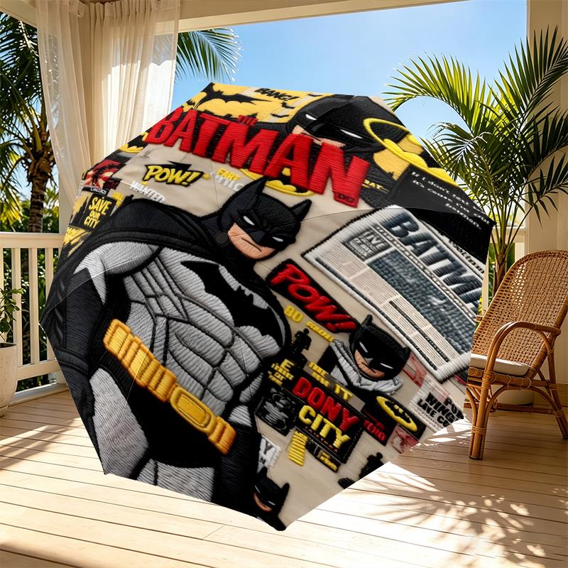 Batman Print Automatic Open Close Umbrella, Portable Foldable Umbrella, for Outdoor Commute Camping Trip, Ideal Birthday Gift