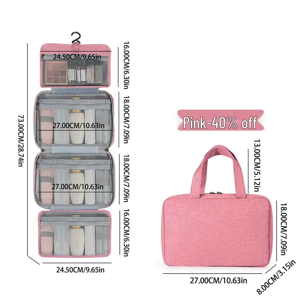 Reisefreundliche Mehrfarbige Hängende Toiletten- und Kosmetiktasche mit Nass- und Trockenfächern
